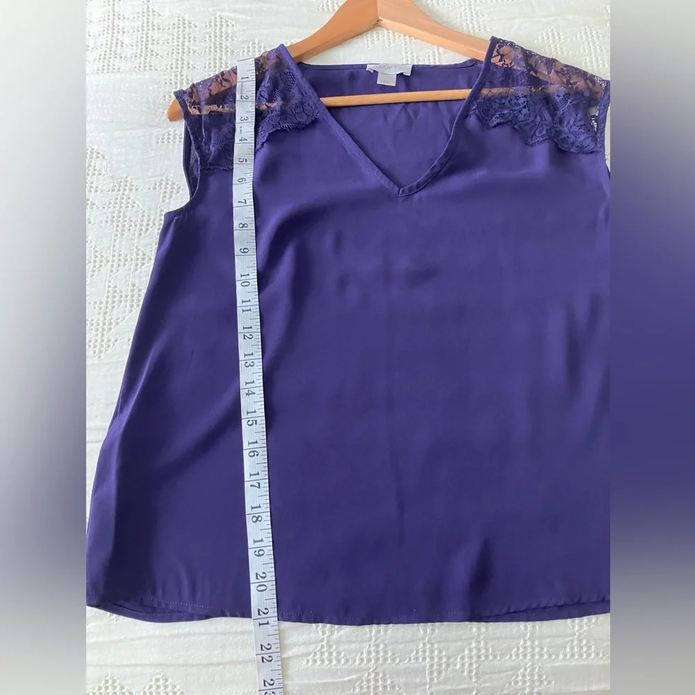 LOFT Purple Light Weight Boxy Lace Tank Blouse Size XSP - Picture 7 of 9